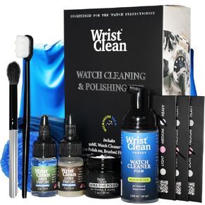 Watch Cleaning Kit & Watch Polishing Kit | Cleaner, Polish, Rubber & Leather Strap Care, Microfiber Cloths, Brushes | Premium Timepiece Cleaning Tools | USA Made (9 Piece)