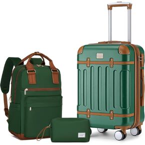 LARVENDER Luggage Sets 3 Piece Expandable Carry on Luggage 22x14x9 Airline Approved Hardshell Suitcase with Wheels TSA Lock, Lightweight Suitcase Set for Women with Travel Backpack, Pink