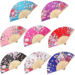 Babeyond 8pcs Floral Floral Than Fan Vintage Lace Handheld Lace Fan مع أنماط زهرة مختلفة من مروحة قابلة للطي لحفل رقص الزفاف (لون عشوائي تم اختياره مع الوردة الصينية)