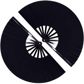 Amajiji Rave Fan, Large Clack Folding Hand Fan Line Dance Popping Fan, Big Handheld Clap Fans for Line Dancing EDM, Music Festival, Club, Event, Party, Performance 2 Pcs (Black)