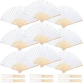 DomeStar 15 Packs Paper Folding Hand Fans, 8.3 Inch White Paper Fans Handheld Decorative Accessories for Wedding, Outdoor Party Favors, Bridal Shower DIY Decoration Photography Props