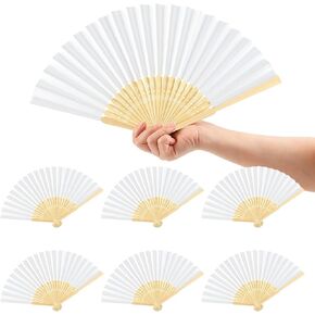 6 Pcs Hand Fans for Women Foldable, Paper Folding Hand Fans, Rave Fan Folding Handheld Fans, Chinese Fan Paper Fans for Cooling Down, DIY Wedding Dancing Party Favors