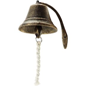 Qwork Vintage Cast Ironbell ، جرس عشاء ، جرس نحاسي أحمر ، جرس على الطراز الرجعية في الهواء الطلق الجرس