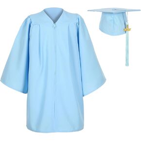 Matte Kindergarten Preschool Graduation Gown and Cap Set with Year Tassel for Kids