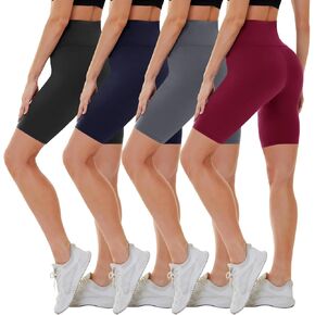 CAMPSNAIL 4 Pack Biker Shorts for Women High Waist - 5"/8" Tummy Control Soft Athletic Yoga Workout Running Gym Shorts