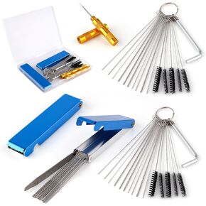 Carburetor Cleaning Kit, Carb Cleaning Kit Carburetor Cleaner Torch Tip Cleaner Set with 10 Nylon Carb Cleaning Brushes, 20 Cleaning Needles, 2 Hex Wrenches and 2 Sharp Picks