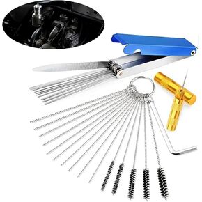 Carburetor Cleaning Kit,Carburetors Carbon Dirt Jet Remove Cleaner, Carb Carburetor Cleaners 13 Cleaning Wires Set, 1 Sharp Pick,1 Throttle Wrench,5 Nylon Brushes, 10 Cleaning Needles