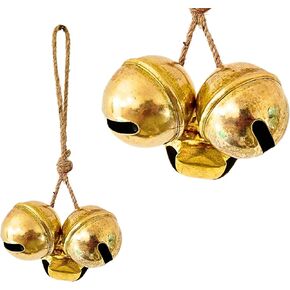 مجموعة مجموعة Averex Brass Bell Bell مجموعة من 5 أجراس معلقة يدويًا مصنوعة يدويًا على الحبل - زخرفة شجرة عيد الميلاد المحظوظ (3)