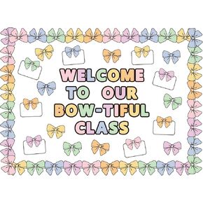 Whaline 73Pcs Rainbow Bows Classroom Calendar Bulletin Board Set Welcome to Our Class Paper Bulletin Board Decoration Kit for Back to School Party Supplies