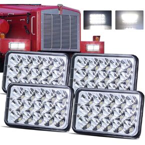 LEDUR 4x6 LED Headlights Dot Approved Hi/Lo Sealed Beam Replacement H4651 H4652 H4656 H4666 H6545 Compatible with Peterbilt Kenworth T600 W900 T800 Truck Peterbilt 379 S10 RV Freightliner