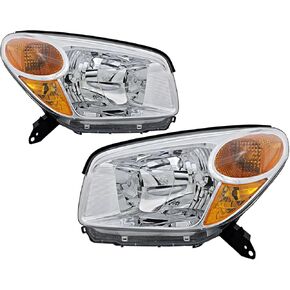 Headlights Assembly compatible with 2004 2005 Toyota RAV4 Halogen Type Headlamp Left Right, Chrome Housing