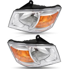 زوج تجميع المصباح الأمامي ECCPP ل Dodge لـ Grand Caravan 2008-2010 Chrome Housing Amber Reflector Clear Clear Lens and Passenger Side Prescons