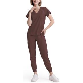 Scrubs for Women Set - 8-Pocket V-Neck Scrub Uniform, Stretch Jogger Pants, Medical Workwear for Nurses, Pet Care