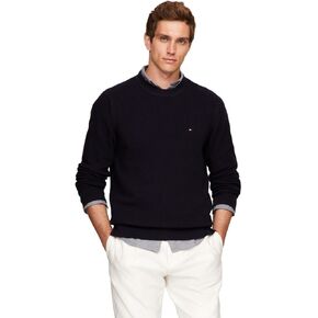Tommy Hilfiger Men's Waffle Knit Crewneck Sweater Lightweight Pullover, Also Available in Big & Tall