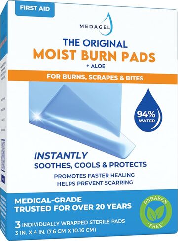 The Original Moist Burn Pad - Hydrogel Healing Pads, Soothing & Moist Skin Care Patch for Burns & Wounds, 2" x 3" Dressing in Kuwait