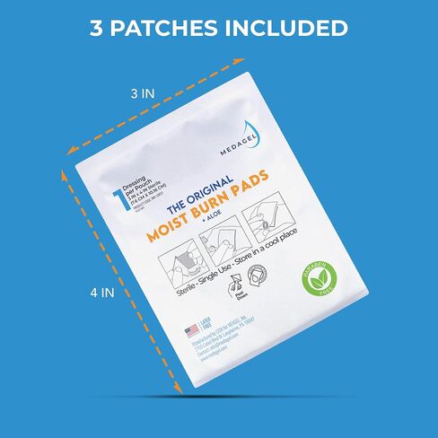 The Original Moist Burn Pad - Hydrogel Healing Pads, Soothing & Moist Skin Care Patch for Burns & Wounds, 2" x 3" Dressing in Kuwait