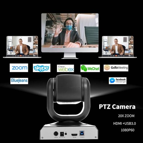 كاميرا SZOOMSY PTZ بتكبير بصري 20X كاميرا فيديو للمؤتمرات USB HD 1080P كاميرا ويب لنظام الغرفة اجتماع العمل الكنيسة العبادة التدريس عن بعد باستخدام التكبير، سكايب، OBS in Kuwait