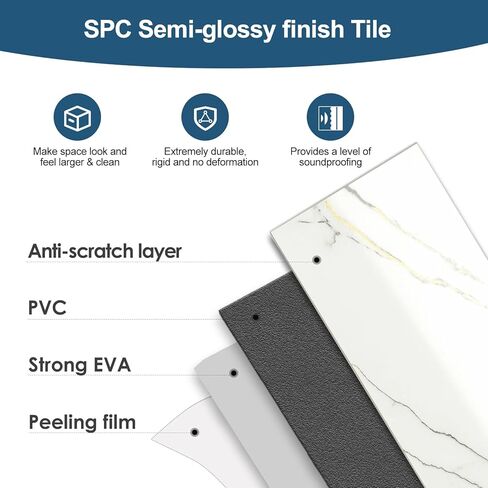 Yipscazo 2025 New Upgrade 100 Pieces Peel and Stick backsplash 3 x 6 Inches 3D PVC Composite Wall Tile Stick on Backsplash Tile for Kitchen Bathroom, Laundry Room, Fireplace in Polished Marble White in Kuwait