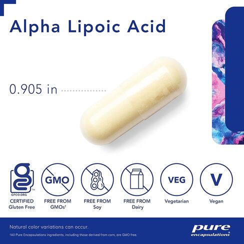 مغلفات نقية alpha lipoic acid 600 mg - ALA ملحق لدعم الكبد ، مضادات الأكسدة ، صحة الأعصاب ، صحة القلب والأوعية الدموية ودعم الكربوهيدرات - حمض ألفا ليبويك المتميز - 60 كبسولة in Kuwait