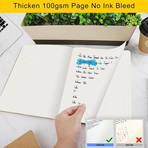 EUSOAR Notebooks College Ruled, 3 Pack A4 11" x 8-1/2", 40 Sheets/ 80 Pages, 100gsm Thick Paper, Notebook Bulk Journal Line Writing Pads, Drawing Sketchbook Subject for Office Business Work Supplies in Kuwait