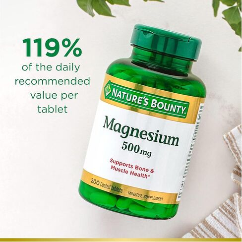 Nature's Bounty Magnesium Supplements - Magnesium 500 Mg Tablets for Bone & Muscle Health, 200 Count (Pack of 1) in Saudi Arabia