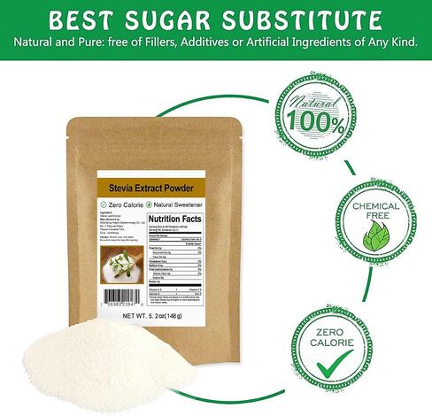 Pure Stevia Extract Powder Without Erythritol 5.2oz(148g) - Highly Concentrated Stevia Powder Sweetener, Zero Calorie, No Artificial, Natural Sugar Alternative in Saudi Arabia