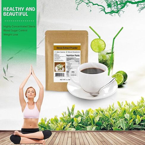 Pure Stevia Extract Powder Without Erythritol 5.2oz(148g) - Highly Concentrated Stevia Powder Sweetener, Zero Calorie, No Artificial, Natural Sugar Alternative in Saudi Arabia