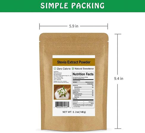 Pure Stevia Extract Powder Without Erythritol 5.2oz(148g) - Highly Concentrated Stevia Powder Sweetener, Zero Calorie, No Artificial, Natural Sugar Alternative in Saudi Arabia