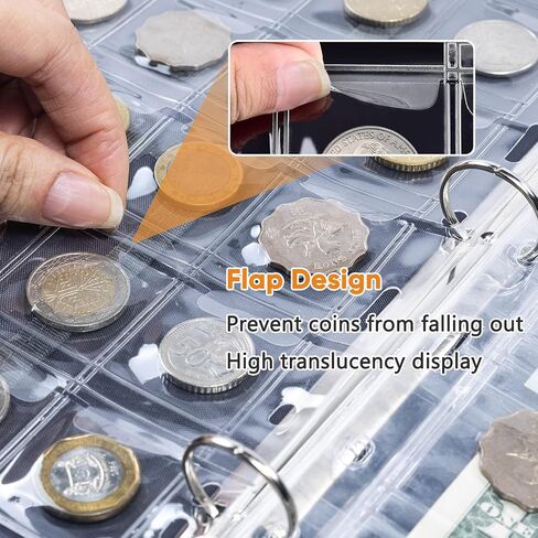 Fireproof Coin Collection Book Coin Holder, 300 Pockets Fireproof Coin Collection Book & 36 Paper Money Organizer Binder for Coin Collection Supplies,Coin Collector Gifts in Kuwait