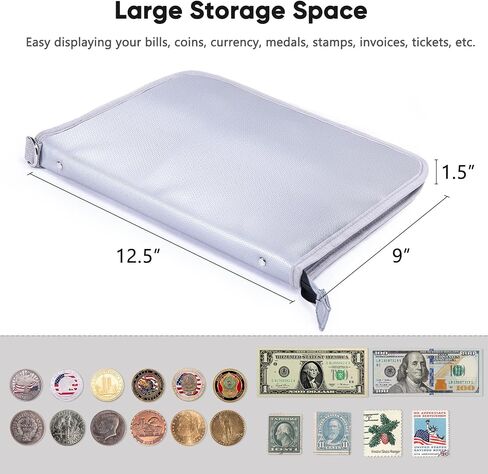 Fireproof Coin Collection Book Coin Holder, 300 Pockets Fireproof Coin Collection Book & 36 Paper Money Organizer Binder for Coin Collection Supplies,Coin Collector Gifts in Kuwait