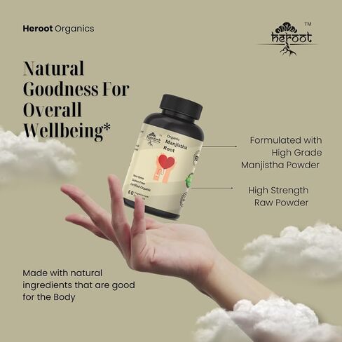 Organic Manjistha Root 400mg Organic Skin Supplement, Rubia Cordifolia in Saudi Arabia