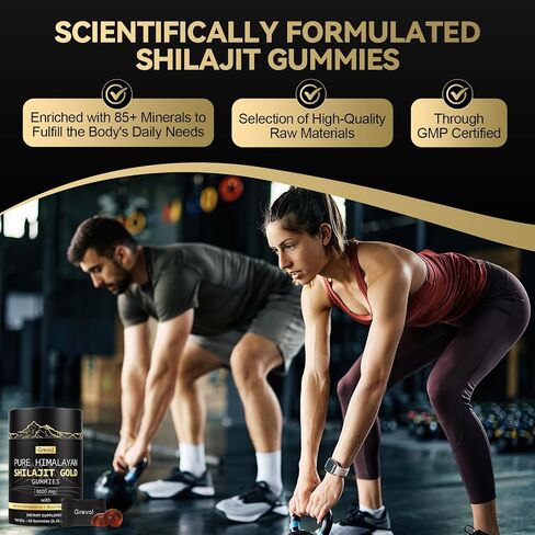 Pure Himalayan Shilajit Gummies: Gold Grade Shilajit Riched with Ashwagandha Fulvic Acid & 85+ Trace Minerals - No Added Sugar - Individually Wrapped - for Men & Women - 60 Gummy in Kuwait