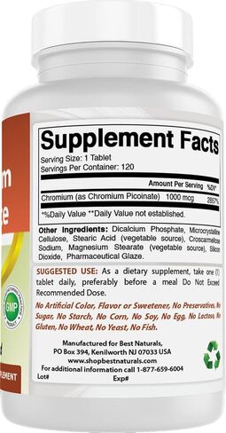 Best Naturals Chromium Picolinate 1000 mcg 120 Tablets in Kuwait