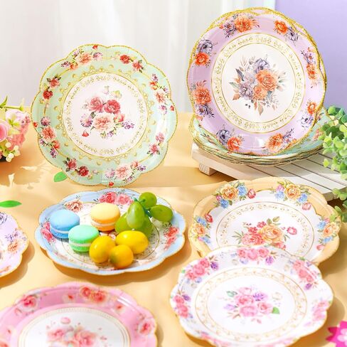 Zhehao 48 PCS 7 بوصة عتيقة الأزهار لوحات ألوان مائية يمكن التخلص منها ألواح الورق القابلة للتصرف بألواح زهرة رجعية لأزهار زفاف عيد ميلاد لوازم شاي حفل زفاف ، 6 أنماط ، 6 أنماط in Kuwait