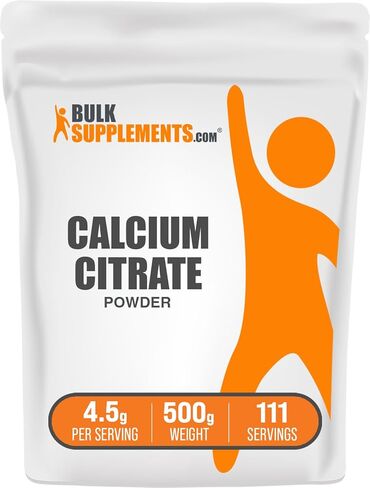 BulkSupplements.com Calcium Citrate Powder - Calcium Supplement, High Bioavailable - Unflavored & Gluten Free, 4.5g per Serving, 500g (1.1 lbs) (Pack of 1) in Saudi Arabia