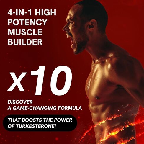 Turkesterone Supplement for Men - Organic Turkesterone Supplement for Muscle Growth with Fadogia Agrestis for Men, Pterostilbene | Complexed Turkesterone Powder | 120 Turkestrone Vegan Capsules in Kuwait