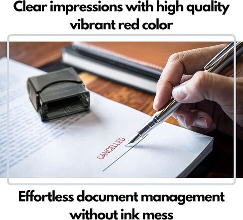 Self Inking Rubber Stamp, Refillable Red Ink Preinstalled - 1.4" x 0.51" X (35 x 8mm) (Approved) in Kuwait