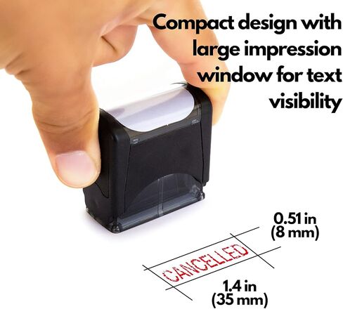 Self Inking Rubber Stamp, Refillable Red Ink Preinstalled - 1.4" x 0.51" X (35 x 8mm) (Approved) in Kuwait