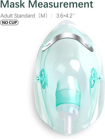 ANSNF 2 Pack Mask Oxygen Mask للوجه البالغ مع 6.6 'أنبوب وحزام مرن قابل للتعديل - حجم M+L (واضح) - لا كوب in Kuwait