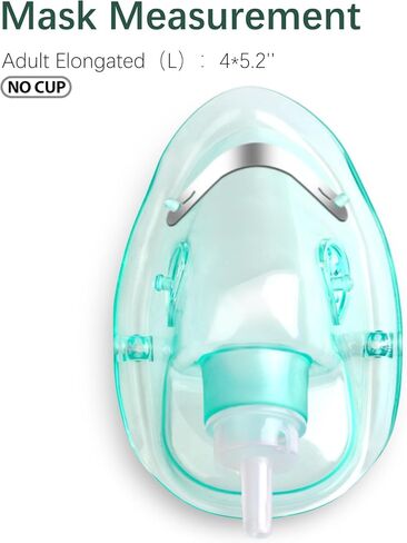 ANSNF 2 Pack Mask Oxygen Mask للوجه البالغ مع 6.6 'أنبوب وحزام مرن قابل للتعديل - حجم M+L (واضح) - لا كوب in Kuwait