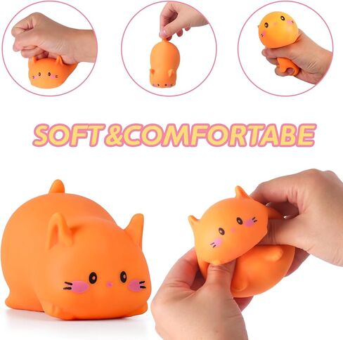 Cat Stress Balls, Cute Cat Squishy Toys for Kids and Adults, Stress Relief Sensory Toys (White), Fidget Toys Squishy Suitable Boys Girls, Animal Dough Squishies Squeeze Toys, Party Favors for Kids in Kuwait