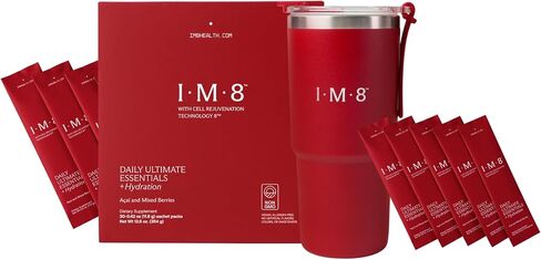 Daily Ultimate Essentials All-in-One Multivitamin Supplement, 92 Nutrient Rich Ingredients CoQ10, Probiotics, Vitamins, Greens, GF, Acai Mixed Berry (30 Servings, Travel Packs - Tumbler Included) in Saudi Arabia