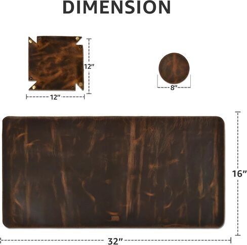 LEATHER VILLAGE -32X16 Real Leather Desk Mat for Desktop & Laptop, with Leather Tray & Tea Coaster, 3mm Thick Genuine Leather Desk Cover-Protector-Blotter- Tan Color in Saudi Arabia