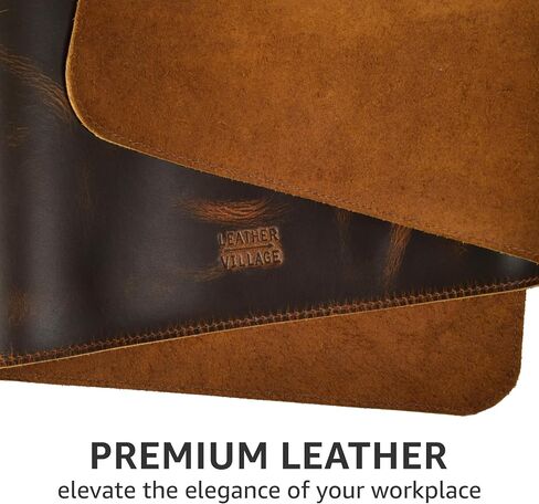 LEATHER VILLAGE -32X16 Real Leather Desk Mat for Desktop & Laptop, with Leather Tray & Tea Coaster, 3mm Thick Genuine Leather Desk Cover-Protector-Blotter- Tan Color in Saudi Arabia