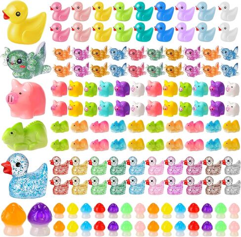 Barydat 200 Pcs Mini Resin Animals Figures Small Variety Animals to Hide Tiny Duck Axolotl Dinosaur Turtle Mushroom Figures for Christmas Easter Gifts Landscape Game Garden Decorations Garden Crafts in Kuwait