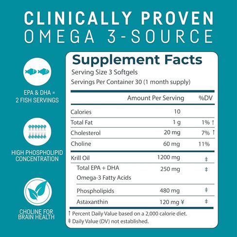 Kori Krill Oil Omega 3 Supplement, Antarctic Krill Oil with Superior Absorption vs Fish Oil Alternative, 400 mg Softgels, 90 Softgels, EPA & DHA in Kuwait