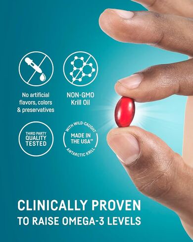 Kori Krill Oil Omega 3 Supplement, Antarctic Krill Oil with Superior Absorption vs Fish Oil Alternative, 400 mg Softgels, 90 Softgels, EPA & DHA in Kuwait