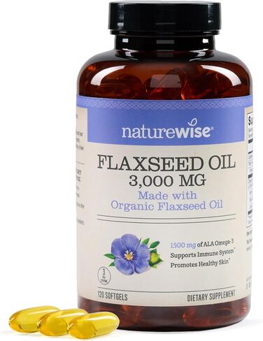 زيت Naturewiswise Blaxseed 3000 ملغ ، أوميغا خالية من الأسماك 3 مع 1500 ملغ ALA ، مكملات غذائية لدعم الصحة المناعية - العضوية ، الضغط البارد ، غير المعدلة وراثيا - 90 ناعمة [إمدادات مدتها 30 يومًا] in Kuwait