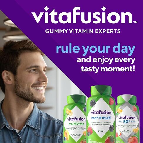 Vitafusion Adult Gummy Vitamins for Men, Berry Flavored Daily Multivitamins for Men with Vitamins A, C, D, E, B6 and B12, America’s Number 1 Gummy Vitamin Brand, 60 Day Supply, 120 Count in Saudi Arabia