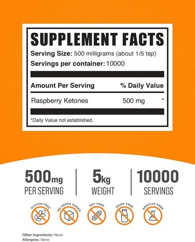 BulkSupplements.com Raspberry Ketones Powder - Raspberry Ketones Supplement, Antioxidant Source - for Energy Support, Gluten Free, 500mg per Serving, 100g (3.5 oz) (Pack of 1) in Kuwait
